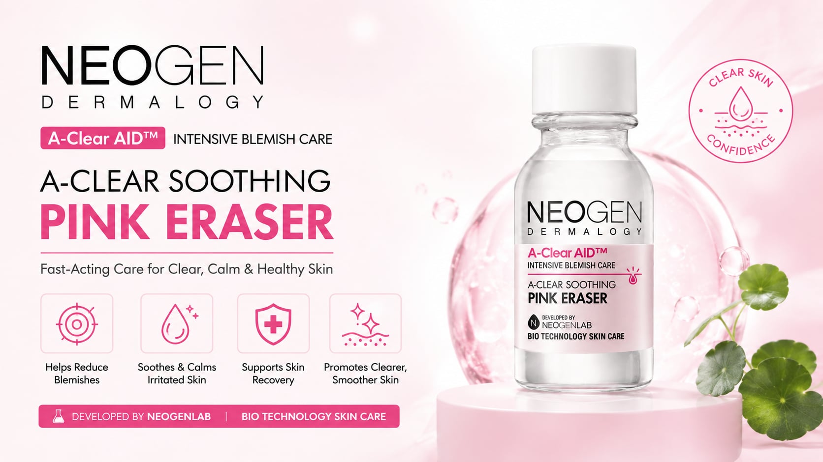 NEOGEN DERMALOGY A-CLEAR SOOTHING PINK ERASER 15ml