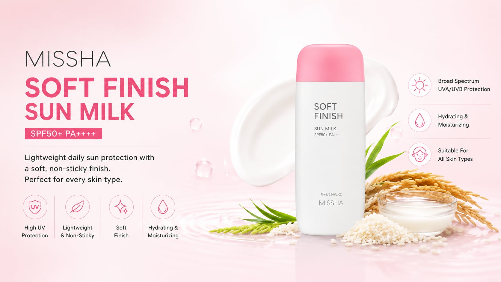 MISSHA SOFT FINISHED SUN MILK 70ML